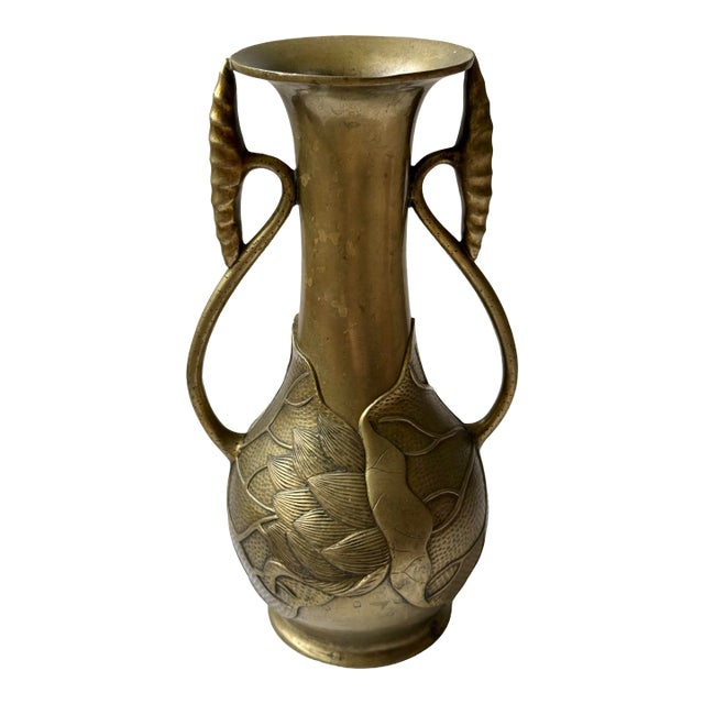 Antique Japanese Studio Bronze Art Nouveau Vase, Meiji Period For Sale