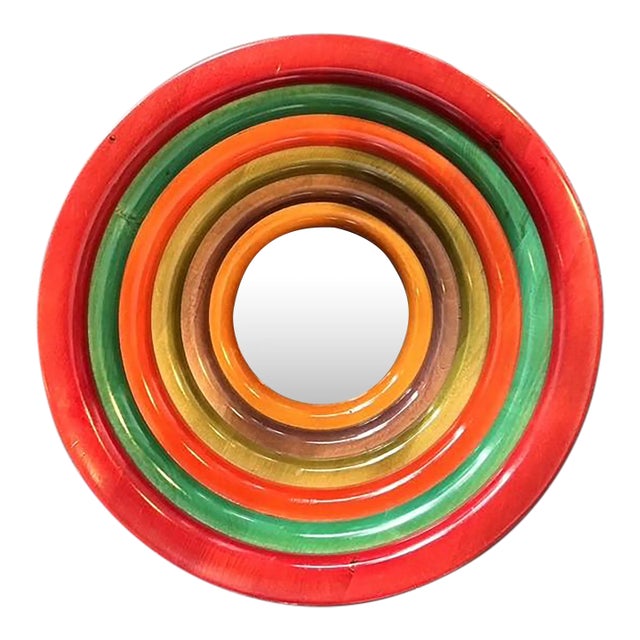 Vintage Italian Manzoni Pietro Stacked Wooden Centerpiece Bowl For Sale