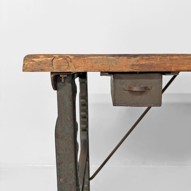 Wood Italian Industrial Wooden and Cast Iron Console Table, 1800s For Sale - Image 7 of 18