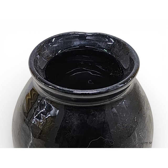 Small Antique Black Glazed Porcelain Jar, C1930s, 3.5 Diameter X 3.75 H For Sale - Image 4 of 6