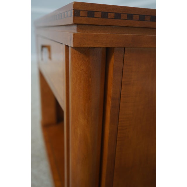 Pair Hickory White 1 Drawer Tiger Maple Inlaid Nightstands For Sale - Image 14 of 18