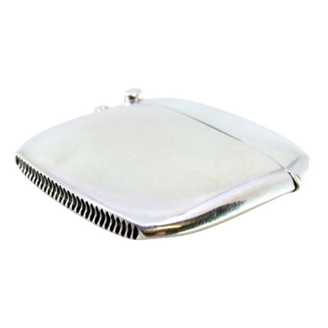 Plain Silver Matchbox with Beveled Corners and Hanging Ring For Sale