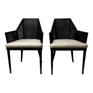 Baker Milling Road Mr-7041 Kara Mann Collection Cane Armchairs - a Pair