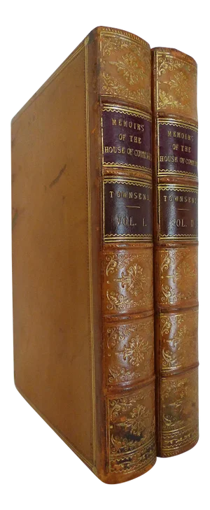 Mid 19th Century Decorative Leather Volumes, W. Charles Townsend's Memoirs of the House of Commons - 2 Book Set