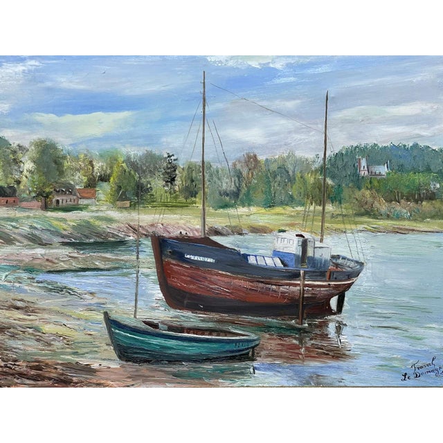 Textile Fraval Le Demazel, Seaside, Paimpol, 1920s, Canvas, Framed For Sale - Image 7 of 8