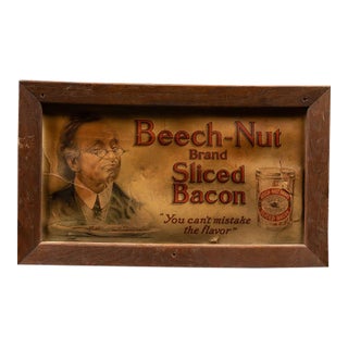 Circa 1910 Beech-Nut Sliced Bacon Framed Lithographed Advertisement For Sale