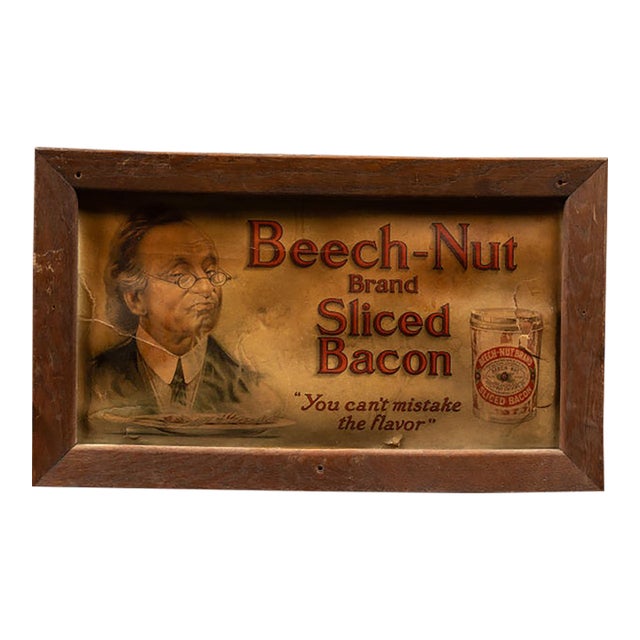 Circa 1910 Beech-Nut Sliced Bacon Framed Lithographed Advertisement For Sale