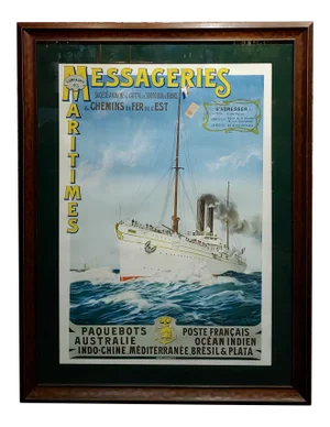 Abel Brun -Messageries Maritimes-Original 1907 Steam Boat French Poster
