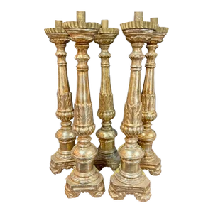 19th Century Italian Carved and Giltwood Altar Sticks