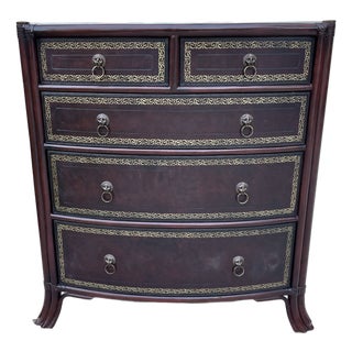 1980s Maitland-Smith 5 Drawer Chest With Embossed Leather For Sale