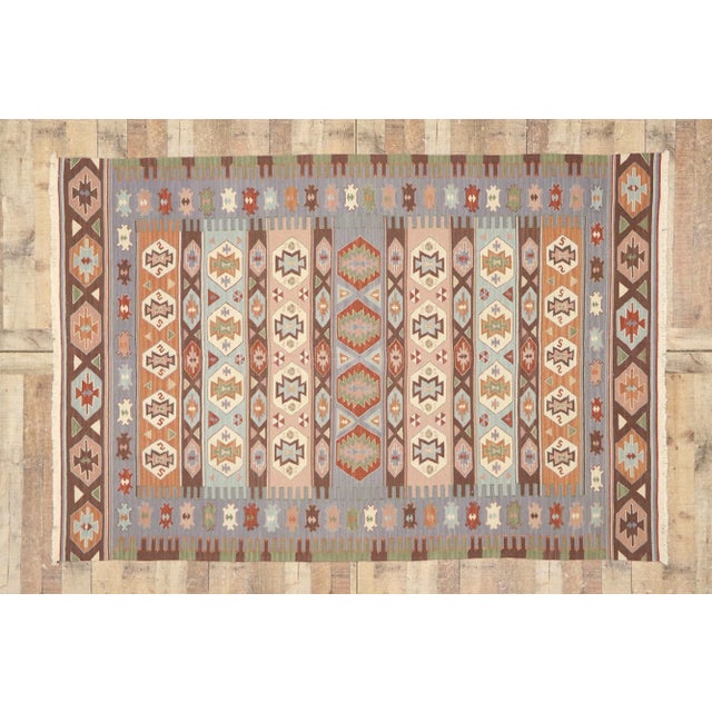 Textile Vintage Persian Shiraz Kilim Rug - 05'09 X 08'05 For Sale - Image 7 of 9