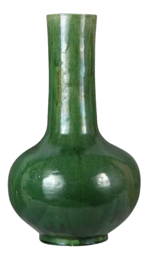 18th Century Chinese Monochrome Green Glazed Pottery Vase