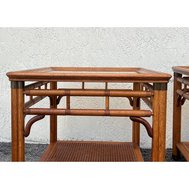 Late 20s Century Faux Bamboo Walnut Side Tables For Sale - Image 4 of 17