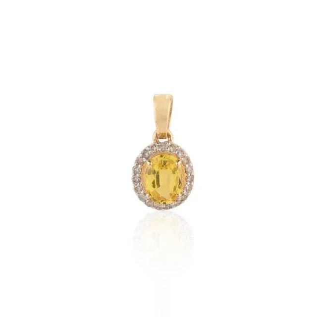 Metal 18k Gold Yellow Sapphire & Diamodn Jewelry Set- 4 Pieces Thanksgiving Gifts For Sale - Image 7 of 17