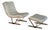 Set of Lounge Chair & Ottoman in Cream, 1980s For Sale
