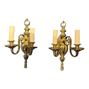 1920s Caldwell Bronze Sconces Two Lights - Set of 2