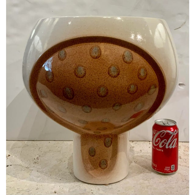 Mid-Century Modern Style Portuguese Clay and Cream Squat Vase For Sale - Image 4 of 4