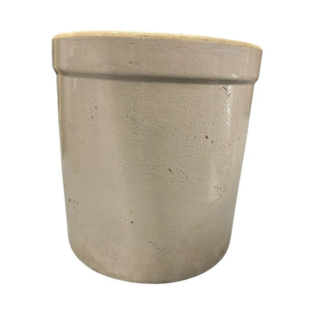 blue crown with 3 in the crown indicating 3 gallons raised rim beige outside with oxblood red inside beautiful piece with...