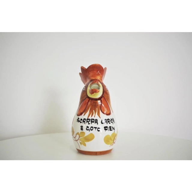 Rooster-shaped ceramic jug from Bassano, 1970s. This piece has an attribution mark, I am sure that it is completely...