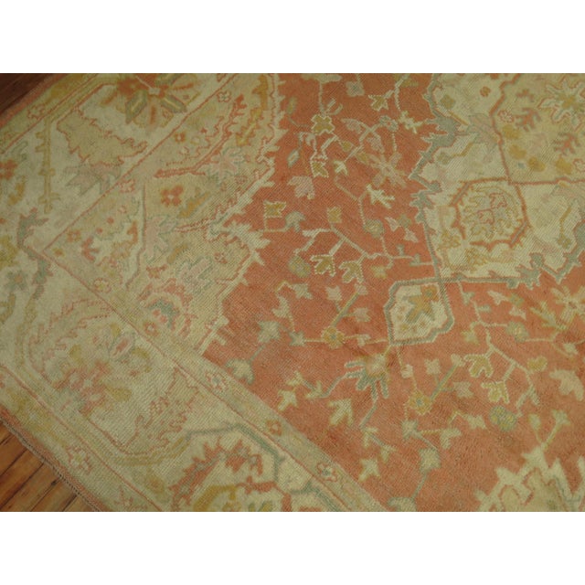 Beige Antique Oushak Rug For Sale - Image 8 of 18