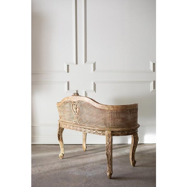 1990's Design Source Ltd. French Country Louis XVI Style Double-Cane Banquette Settee For Sale - Image 4 of 17