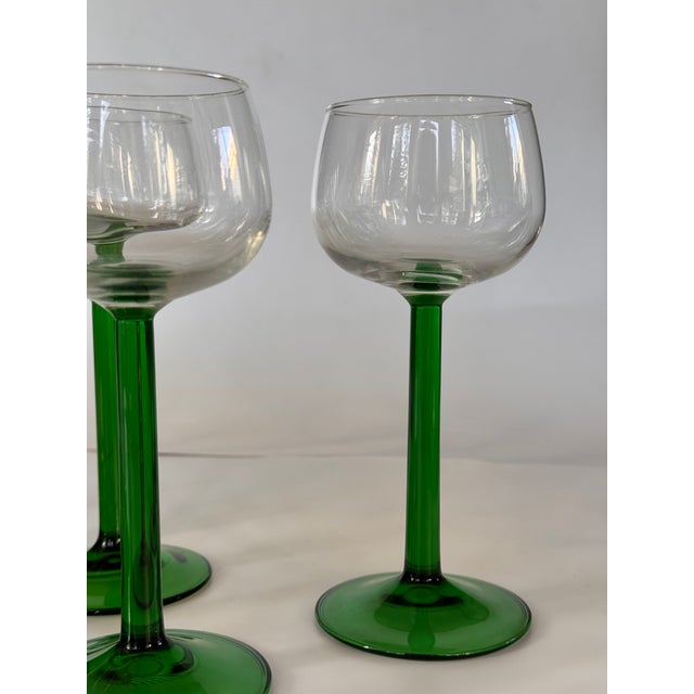 Made in France Vintage Green Cordial Wine Glasses - Set of 12 For Sale In Seattle - Image 6 of 11