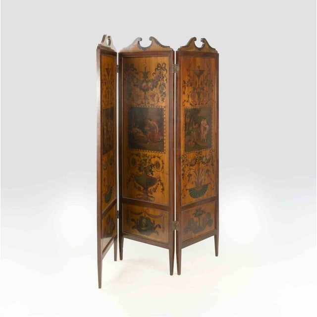 Neoclassical Three Panel Screen, Italy, 18th Century For Sale - Image 6 of 10