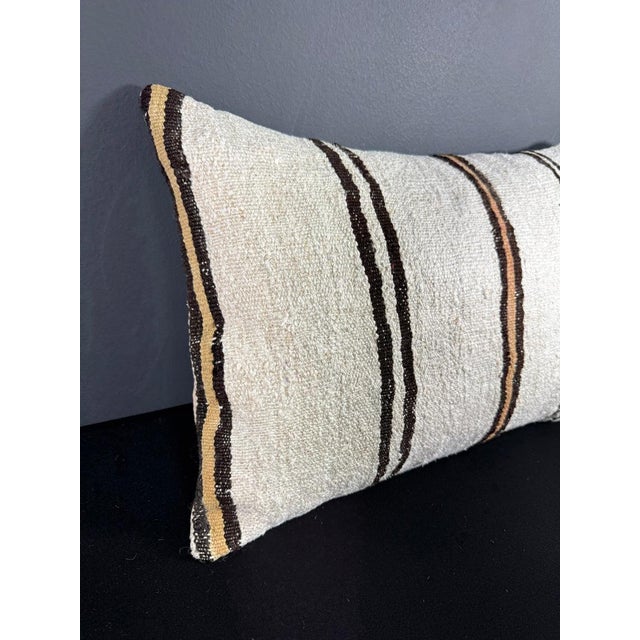 Contemporary Turkish Hemp Pillow Cushion Natural Beige Brown Pillow Cushion Cover 16 "x 24" For Sale - Image 3 of 4