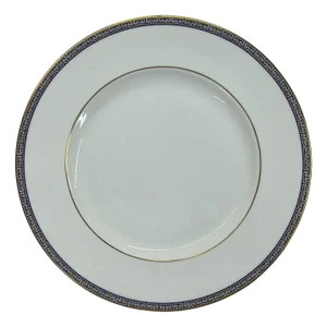 Vintage Wedgwood Dinner Plate in Pattern Palatia Blue Gold Greek Key Border, Made in England