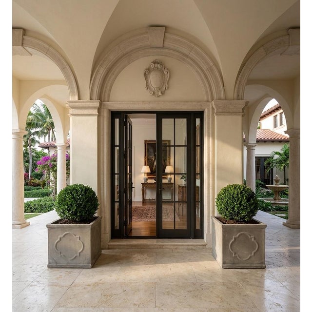 Pair of Vintage Neoclassical Style Faux-Stone Resin Square Planters For Sale In West Palm - Image 6 of 8