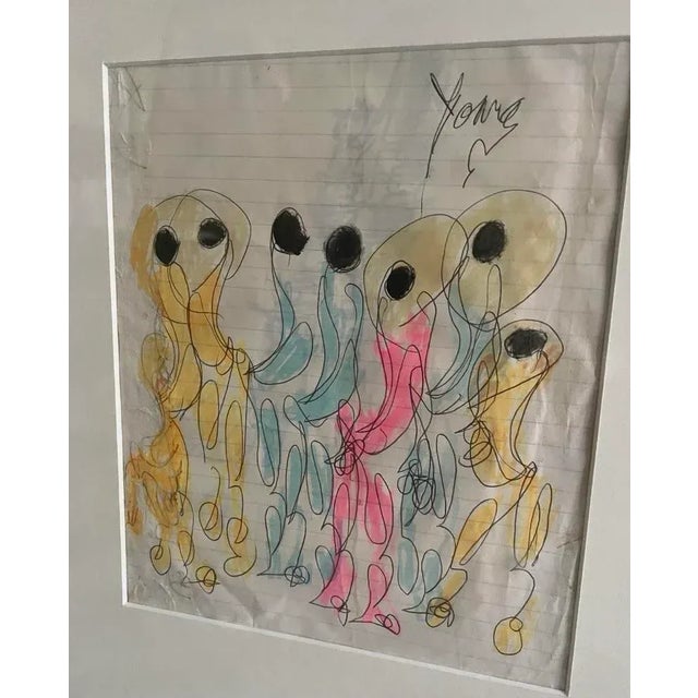 Folk Art Purvis Young Color Drawing 1990’s , Framed and Signed, 23” X 20” For Sale - Image 3 of 10