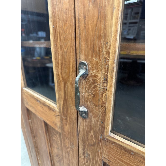 Rustic Rustic Solid Wood Glass Front Cabinet For Sale - Image 3 of 7