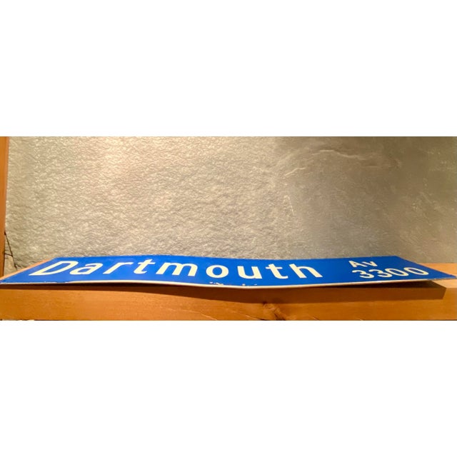 Metal Vintage Original "Dartmouth Ave." Metal Street Sign For Sale - Image 7 of 11
