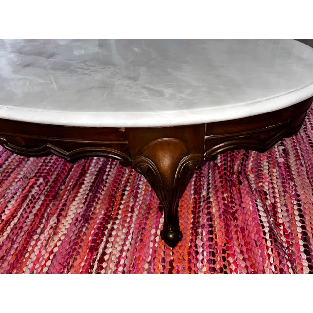 Wood Vintage Weiman Marble-Top Coffee Table — French Provincial Style (1972) For Sale - Image 7 of 8