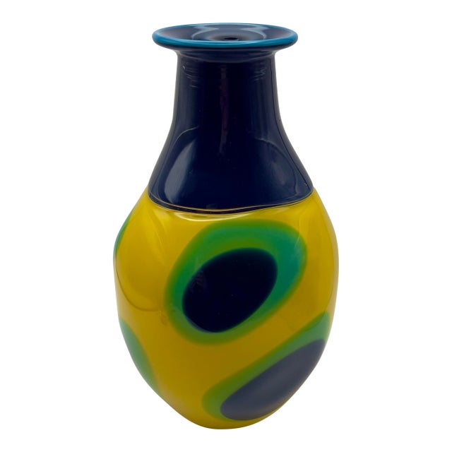 1996 Tony Cray Post Modern Art Glass Vase For Sale