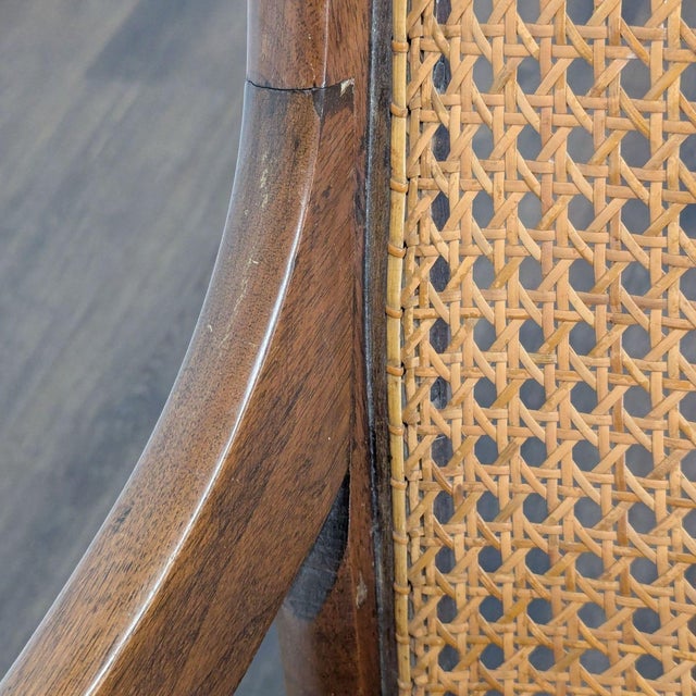 Brown Vintage Bentwood Rocking Chair With Cane Back and Orange Cushion For Sale - Image 8 of 10