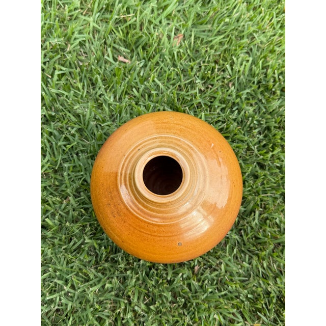 Mid-Century Modern Vintage Mark Heimann Studio Pottery Round Glazed Vessel For Sale - Image 3 of 9