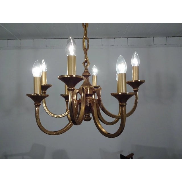 Metal Italian Brutalist Bronze Chandelier, 1960s For Sale - Image 7 of 18