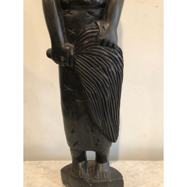 Ebony Vintage Handcarved Tribal Figure For Sale - Image 8 of 11