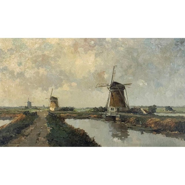 Post Impressionist Antique Dutch Coastal Landscape Oil Painting by Jules Brouwers (1869–1955) For Sale - Image 3 of 16