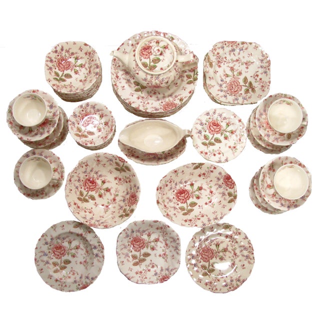 Vintage English Rose Chintz China Service Set of 75 Chairish