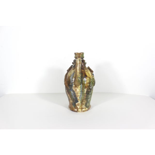 Folk Art Antique Mediterranean Sea Life Clay Pottery Vase With Handles Shells Folk Art For Sale - Image 3 of 12