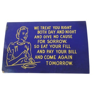 40s Blue Diner Sign For Sale