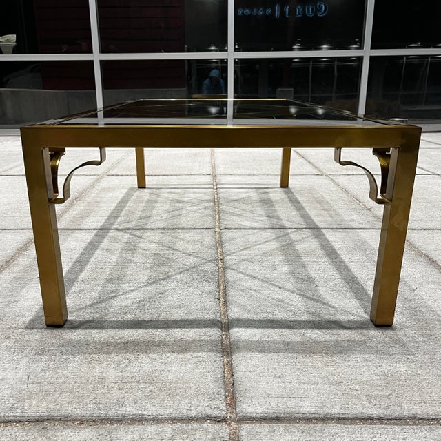 1970s Chinese Chippendale Parson’s Style Brass Coffee Table With Fretwork For Sale - Image 5 of 12