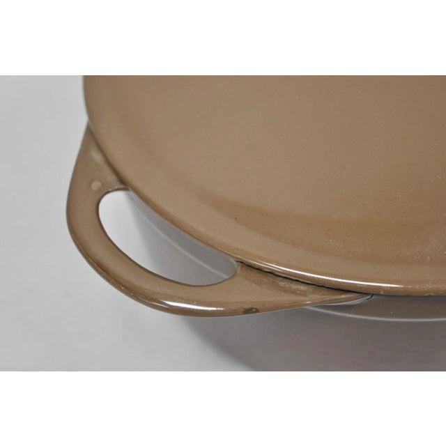 Late 20th Century Vintage Cousances France Enameled Cast Iron Dutch Oven Pot Chocolate Brown # 22 For Sale - Image 5 of 17