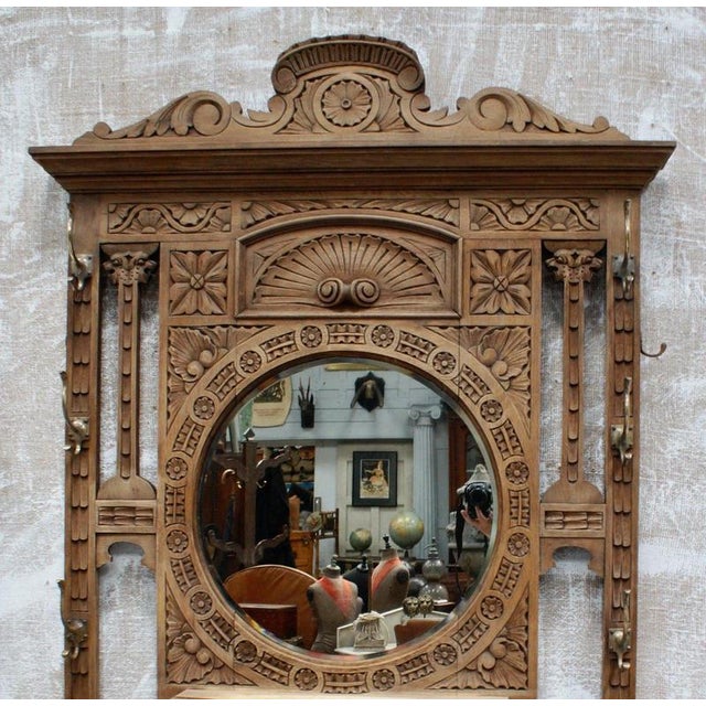 Antique Victorian Carved Oak Green Man Hall Stand, 1880 For Sale - Image 4 of 8