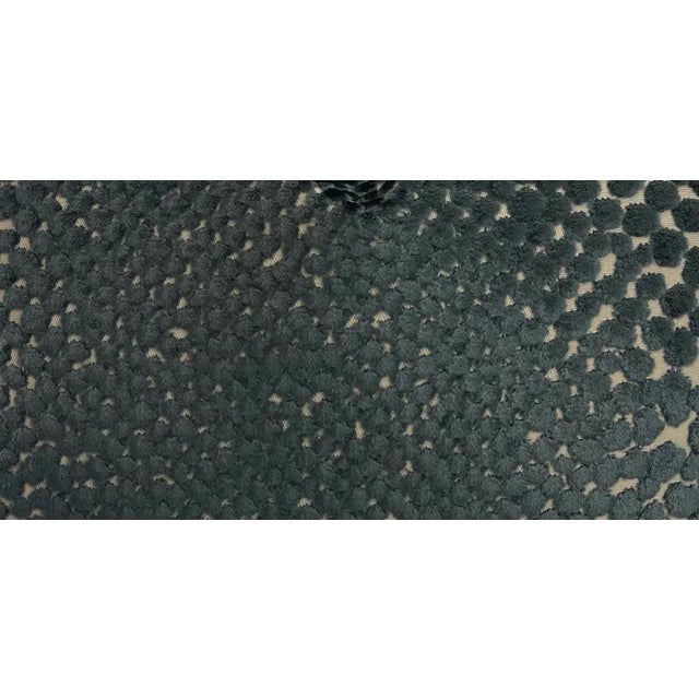 Custom pair of 22" pillows covered in a luxe navy cut velvet in a dot, animal print pattern. These pillows have tapered...