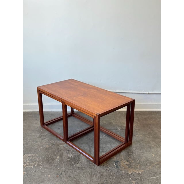 Mid-Century Modern Vintage Hovmand Style Set of 3 Teak Nesting Tables For Sale - Image 3 of 11