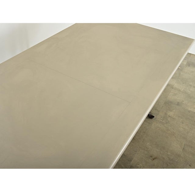 French Vintage Iron Base Dining Table & Painted Wood Top For Sale - Image 11 of 12