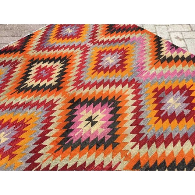 Vintage Turkish Kilim Rug - 71" X 111" For Sale - Image 4 of 10